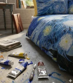 Lenzuola-copriletto matrimoniale in cotone La Notte Stellata Van Gogh