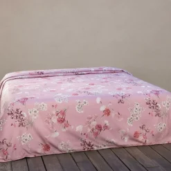 Lenzuola-copriletto matrimoniale MARTHA O'NEIL Agata rosa floreale