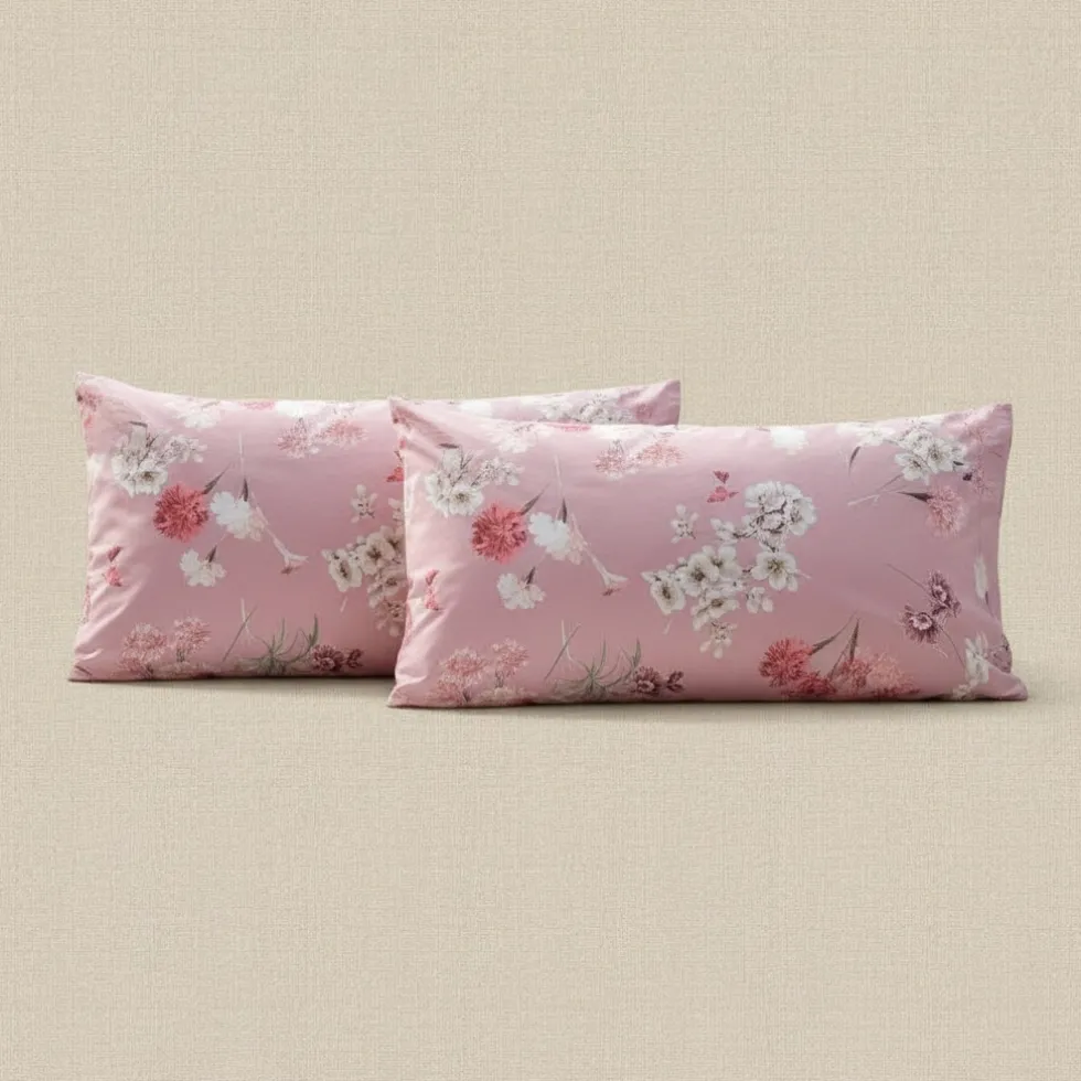 Lenzuola-copriletto matrimoniale MARTHA O'NEIL Agata rosa floreale