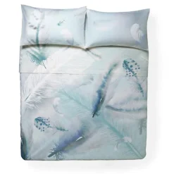 Lenzuola-copriletto matrimoniale in raso Ametista azzurro