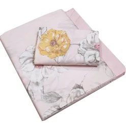 Lenzuola-copriletto matrimoniale in percalle SOMMA Belle rosa