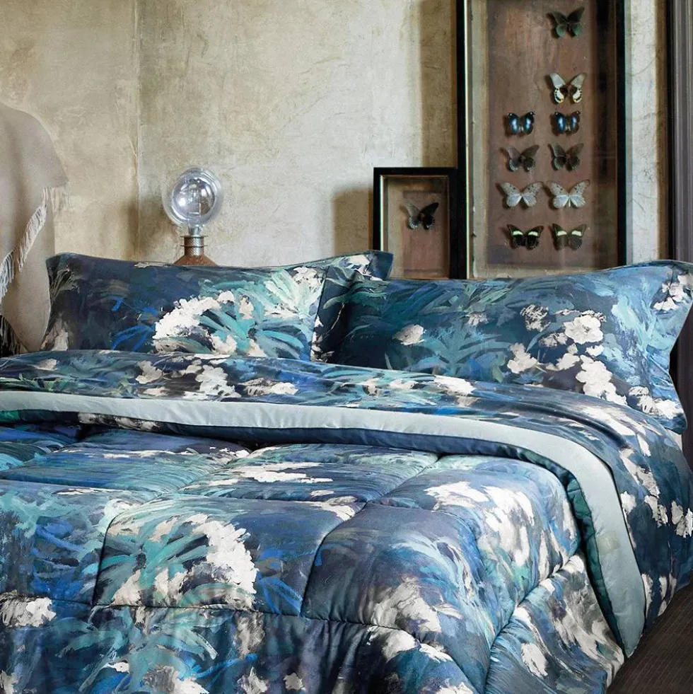 Lenzuola-copriletto matrimoniale SOMMA raso BLANCHE blu