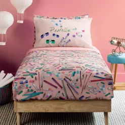 Lenzuola effetto copriletto BASSETTI completo CRAYON per bambine