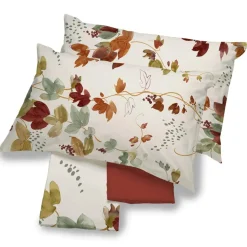 Lenzuola in cotone completo matrimoniale Lia foliage naturale