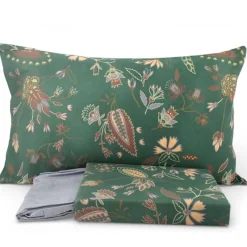 Lenzuola in cotone matrimoniale Bassetti SIKAR V1 verde Orientale