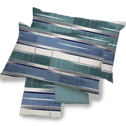 Lenzuola in cotone matrimoniali Clapier geometrico bluette