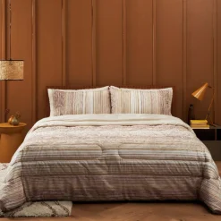 Lenzuola in cotone Zucchi ROSS 41 beige a righe doppie federe