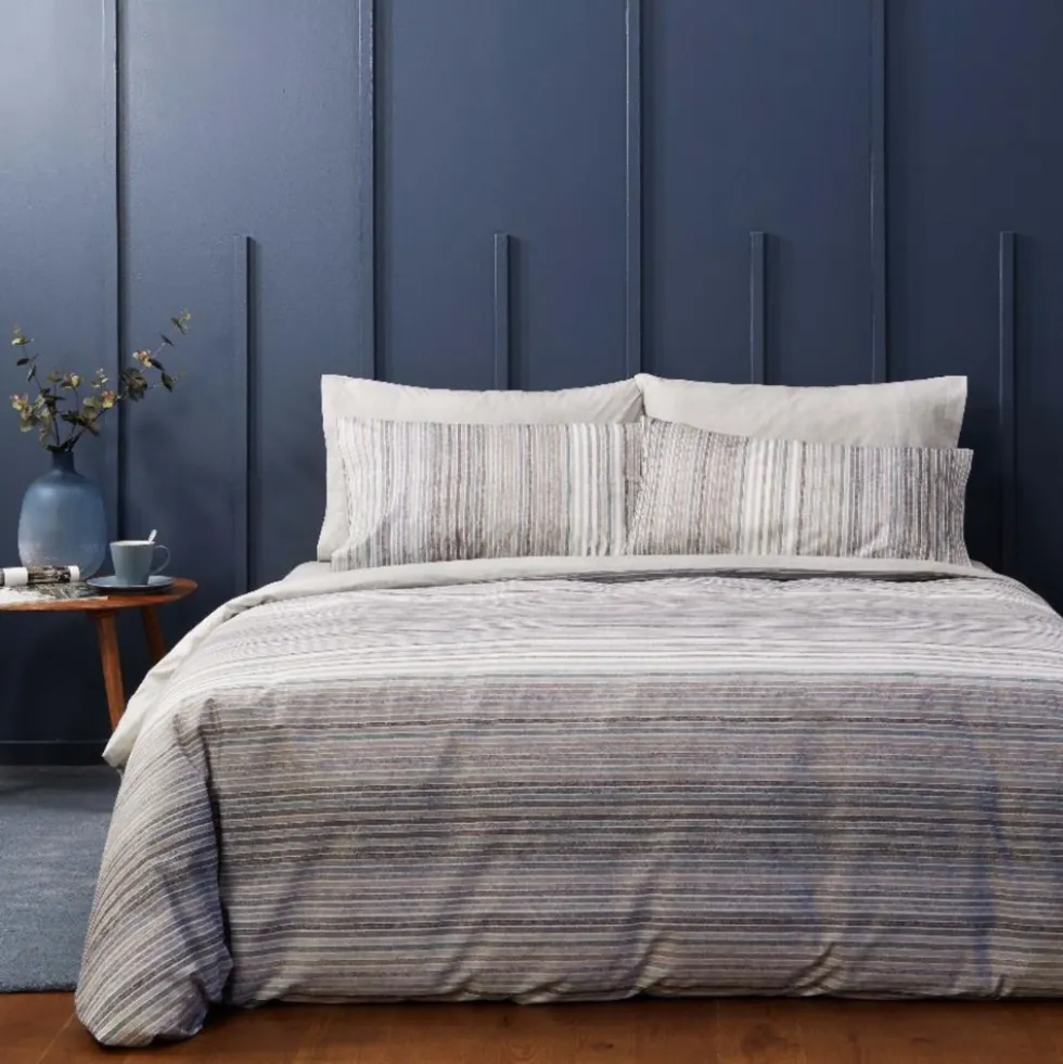 Lenzuola in cotone Zucchi ROSS G1 grigio a righe doppie federe
