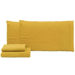 Lenzuola in lino e cotone completo matrimoniale Manila Olio