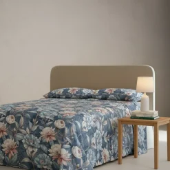 Lenzuola in percalle Matrimoniali Enrico Coveri EITAN floreale blu