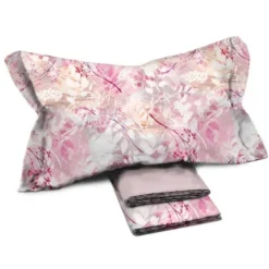 Lenzuola in percalle Matrimoniali Enrico Coveri AIKO floreale rosa