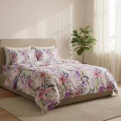 Lenzuola in percalle Matrimoniali Enrico Coveri NYAL rosa e lilla