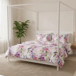 Lenzuola in percalle Matrimoniali Enrico Coveri NYAL rosa e lilla