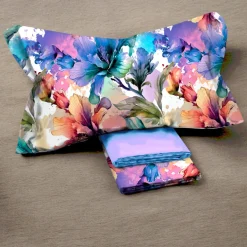 Lenzuola in percalle Matrimoniali Enrico Coveri SANNA fiori multicolor
