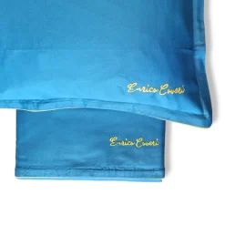 Lenzuola in raso matrimoniale Enrico Coveri blu con sotto e federe
