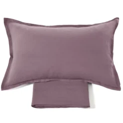Lenzuola lino 100% e federe matrimoniale Soffio Melanzana
