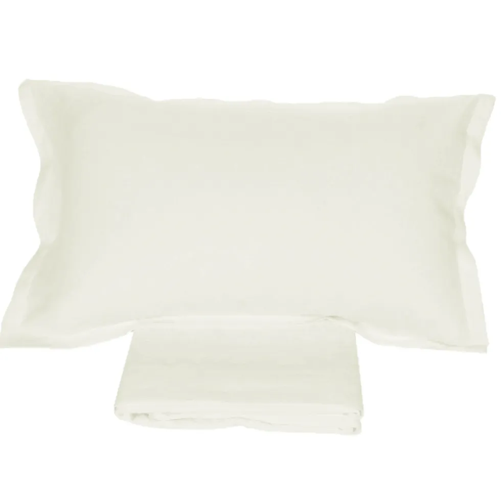 Lenzuola lino 100% e federe matrimoniale Soffio Panna