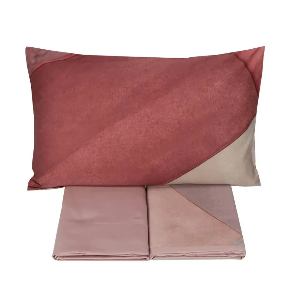 Lenzuola matrimoniale SOMMA in raso CRONO geometrico rosa