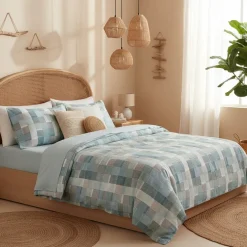 Lenzuola Matrimoniali Barrett Geometriche a quadri anice | Offerta Online