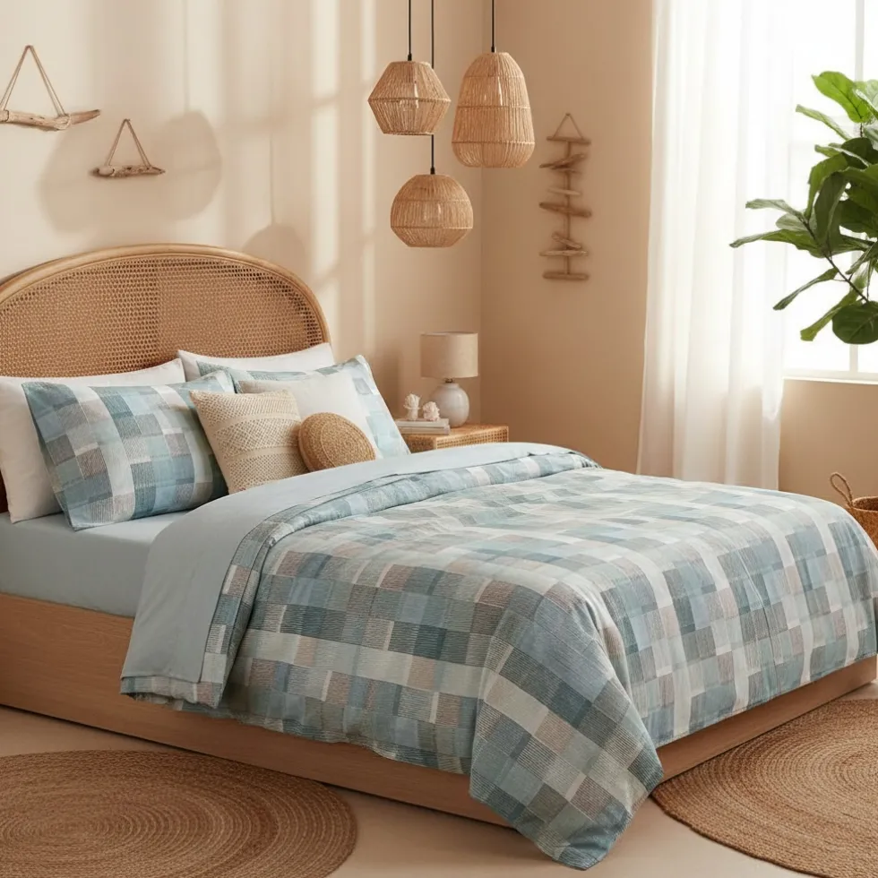 Lenzuola Matrimoniali Barrett Geometriche a quadri anice | Offerta Online