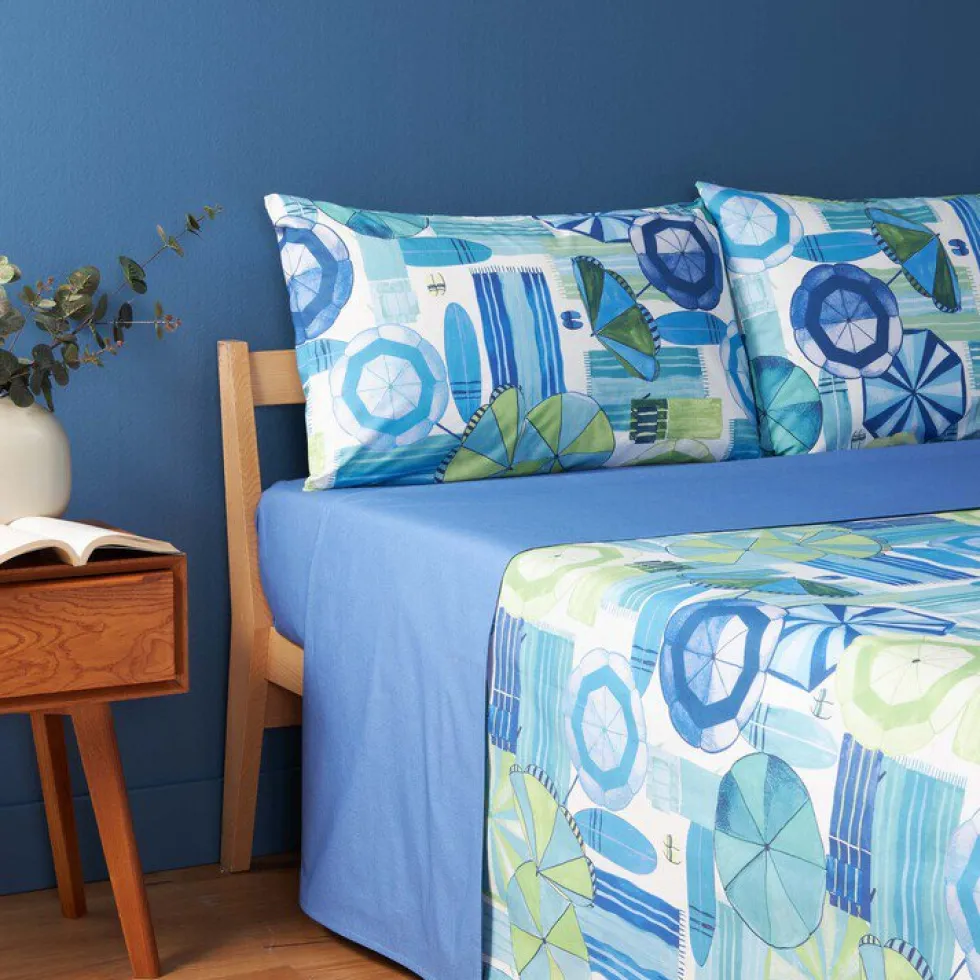 Lenzuola matrimoniali Bassetti CAPRICCIOLI - Cotone Sostenibile BLU Multicolore
