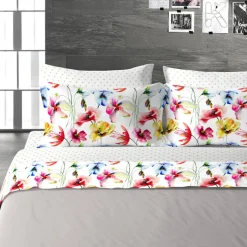 Lenzuola matrimoniali completo in cotone DIAMOND AGE floreale 2220