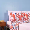 Lenzuola matrimoniali con 4 federe Bassetti Tropicale corallo