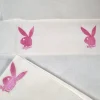 Lenzuola matrimoniali con federe PLAYBOY Embroidery ricamato rosa