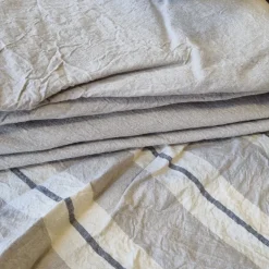 Lenzuola matrimoniali cotone stropicciato 250x290 naturale 10 effetto moda