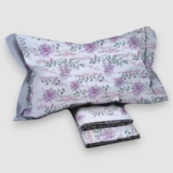Lenzuola matrimoniali 100% cotone Darya fiorellini rosa leggere e fresche