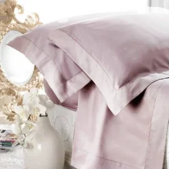 Lenzuola matrimoniali GINEVRA in raso orlo a giorno rosa azalea