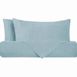 Lenzuola matrimoniali in puro lino Stone-Washed Loft 49 pearl blue