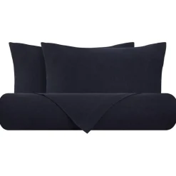 Lenzuola matrimoniali in puro lino Stone-Washed Loft 49 blu navy
