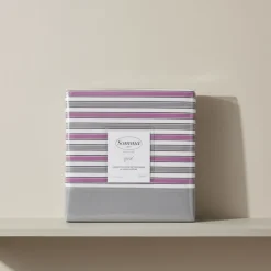 Lenzuola matrimoniali invernali SOMMA Suzanne - righe grigio e malva