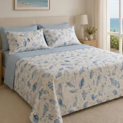 Lenzuola matrimoniali MAUI pesci e coralli fantasia marina blu