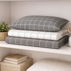 Lenzuola Matrimoniali Quadri Grigio: Design Moderno in Puro Cotone