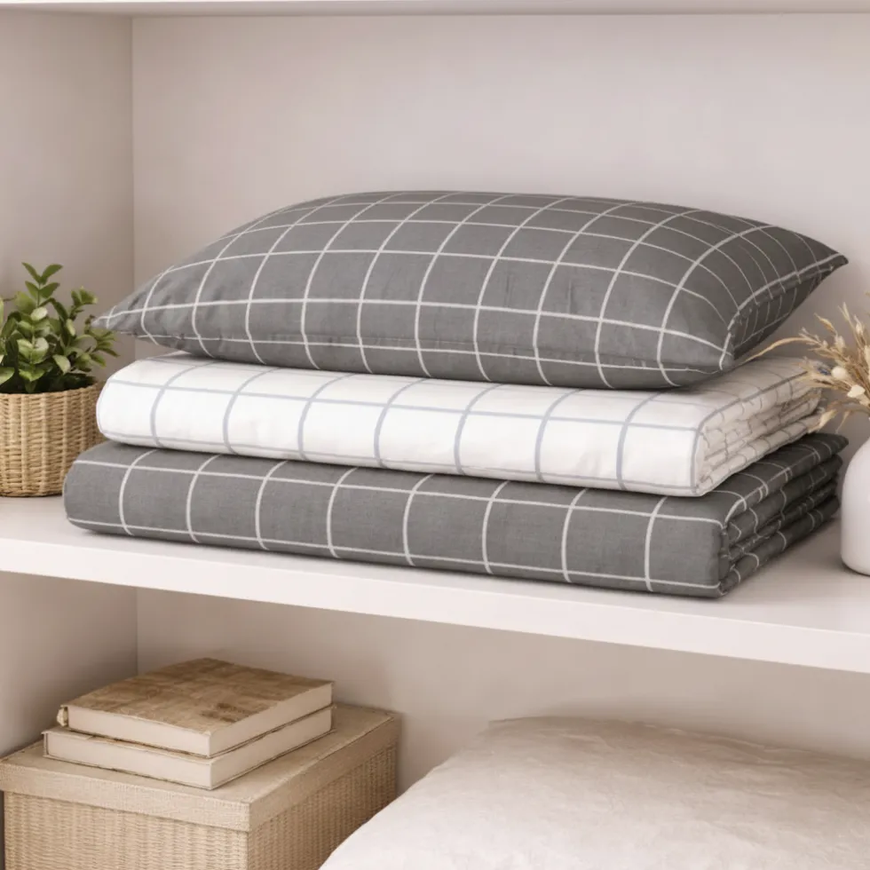 Lenzuola Matrimoniali Quadri Grigio: Design Moderno in Puro Cotone