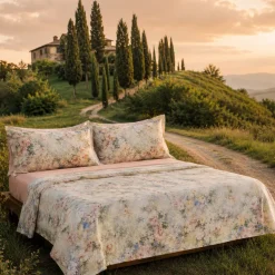 Lenzuola 100% Percalle matrimoniale Enrico Coveri - TIDA floreale rosa