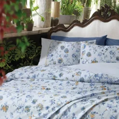 Lenzuola Percalle Matrimoniali GABEL Allure floreale bluette