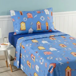 Lenzuola 1 Piazza e Mezza Bassetti Cabana B1 bluette Puro Cotone