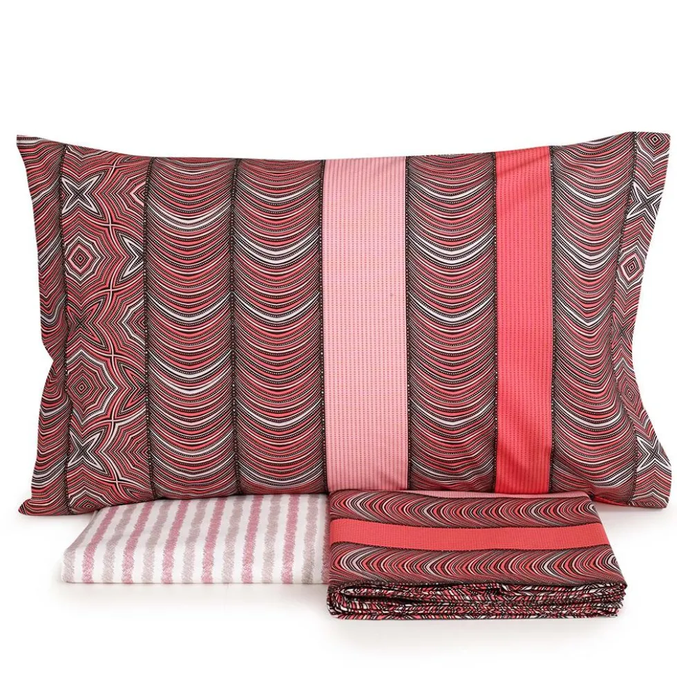 Lenzuola Piazza e Mezza Bassetti Puffy Line P1 NERO ROSA 100% cotone