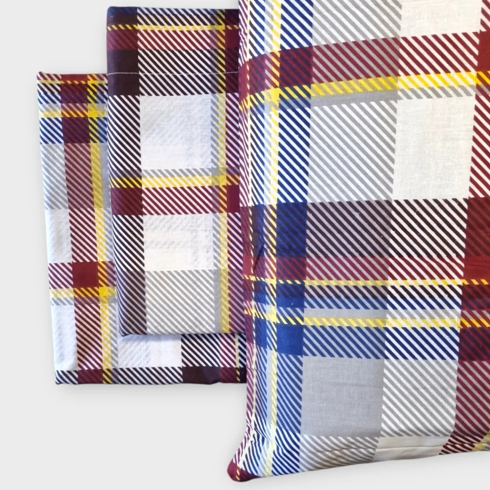 Lenzuola scozzesi completo matrimoniale in cotone BRUNA tartan