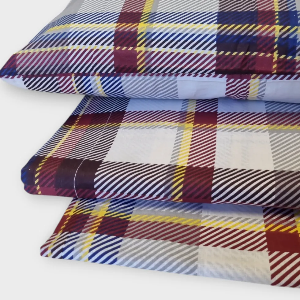 Lenzuola scozzesi completo matrimoniale in cotone BRUNA tartan