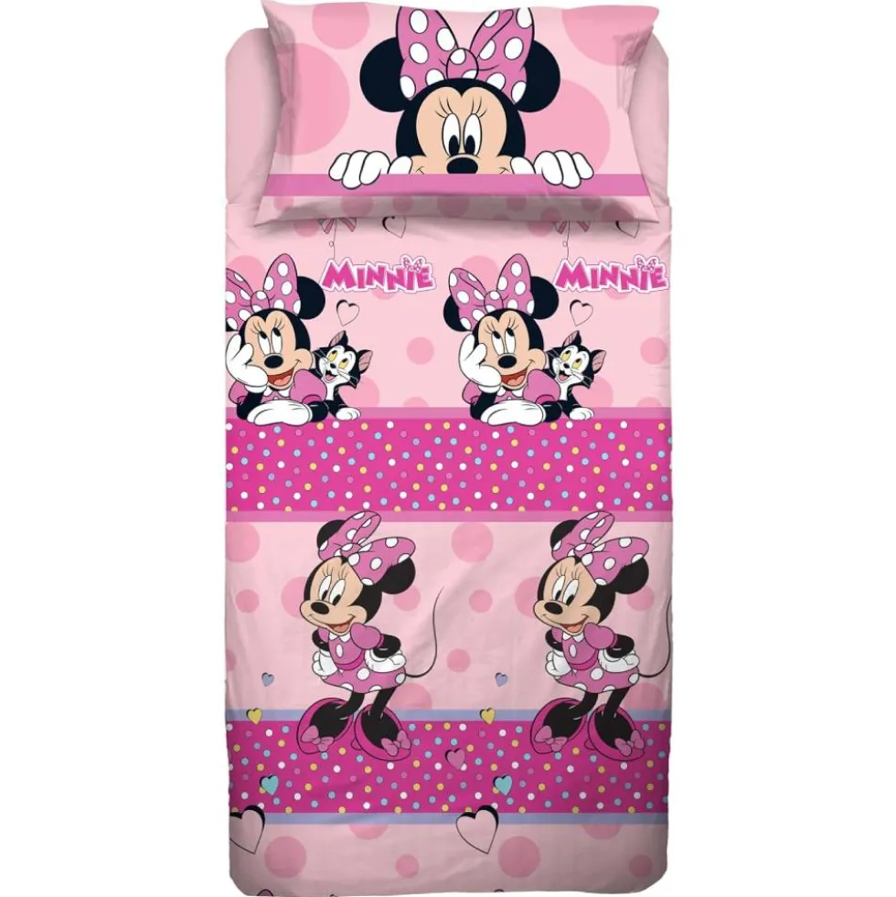 Lenzuola singole in cotone Disney MINNIE con sotto e federa