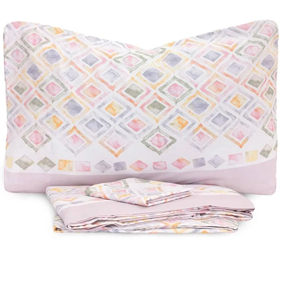 Lenzuola Singole rosa NILA: Design Geometrico Moderno in Cotone