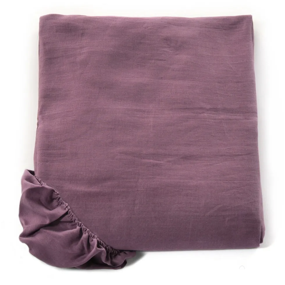 Lenzuolo con angoli Lino 100% FAZZINI Soffio Melanzana