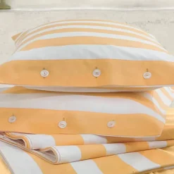 Lenzuolo-copriletto in puro cotone Gabel Patrasso a righe giallo sole