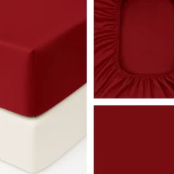 Lenzuolo sotto Giotto Bordeaux raso cotone 300TC 180x200 cm h30