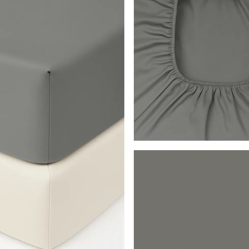 Lenzuolo sotto Giotto Grigio raso cotone 300TC 180x200 cm h30
