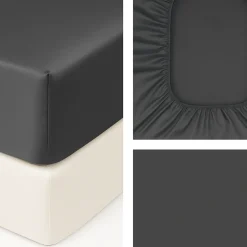 Lenzuolo sotto Giotto Nero raso cotone 300TC 180x200 cm h30